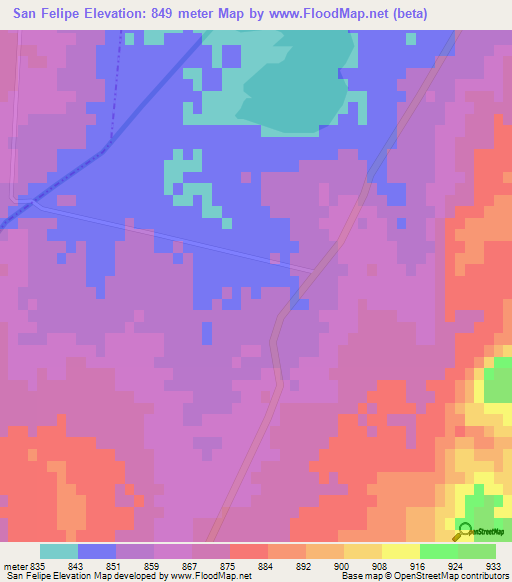 San Felipe,Argentina Elevation Map