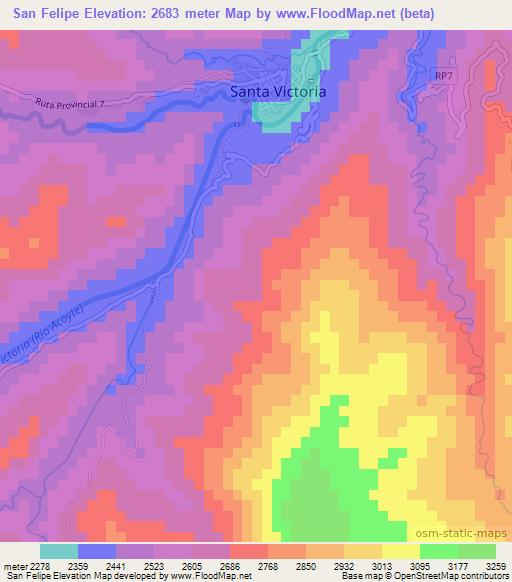 San Felipe,Argentina Elevation Map