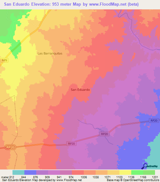 San Eduardo,Argentina Elevation Map