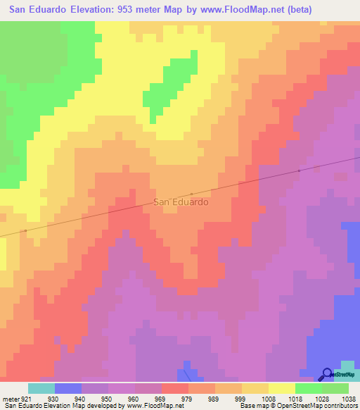 San Eduardo,Argentina Elevation Map