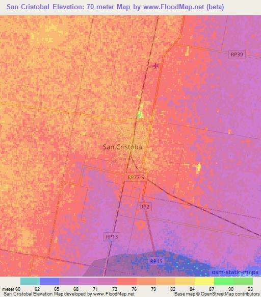 San Cristobal,Argentina Elevation Map