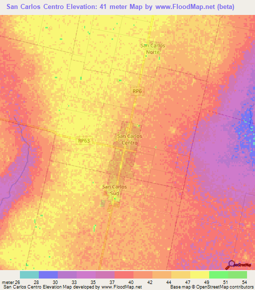 San Carlos Centro,Argentina Elevation Map