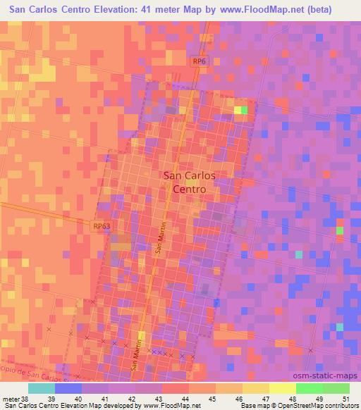 San Carlos Centro,Argentina Elevation Map