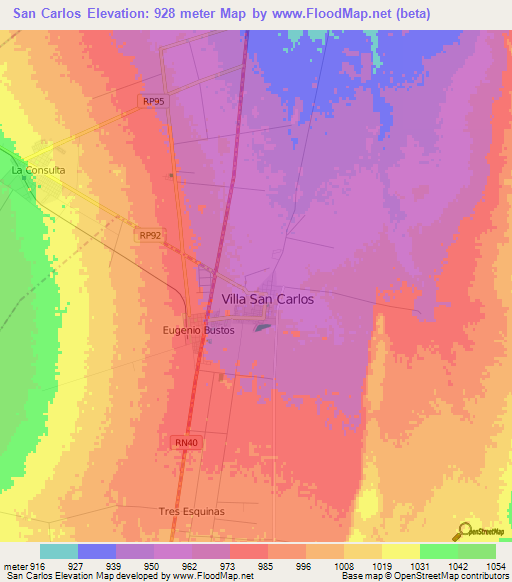 San Carlos,Argentina Elevation Map