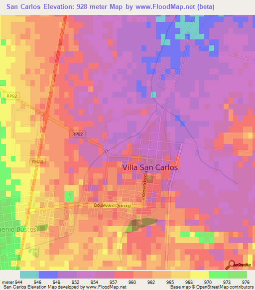 San Carlos,Argentina Elevation Map