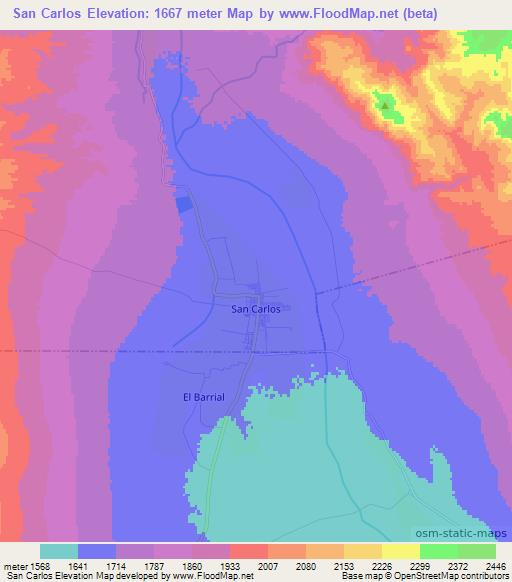 San Carlos,Argentina Elevation Map