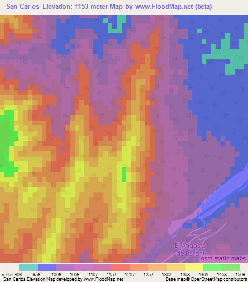 San Carlos,Argentina Elevation Map