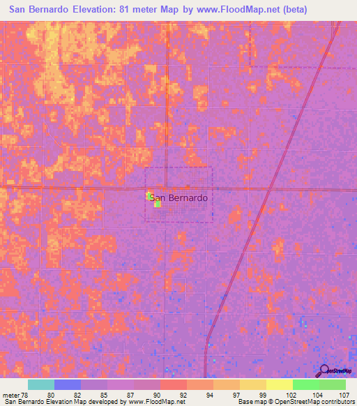 San Bernardo,Argentina Elevation Map
