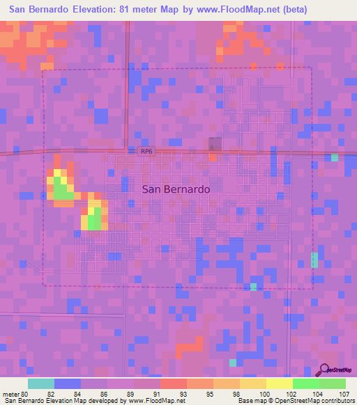 San Bernardo,Argentina Elevation Map