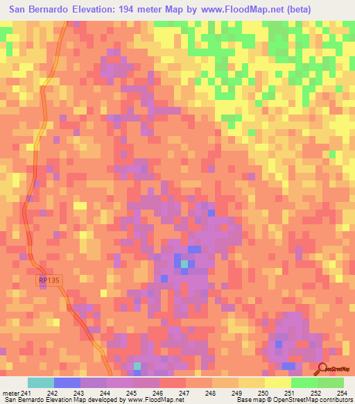 San Bernardo,Argentina Elevation Map