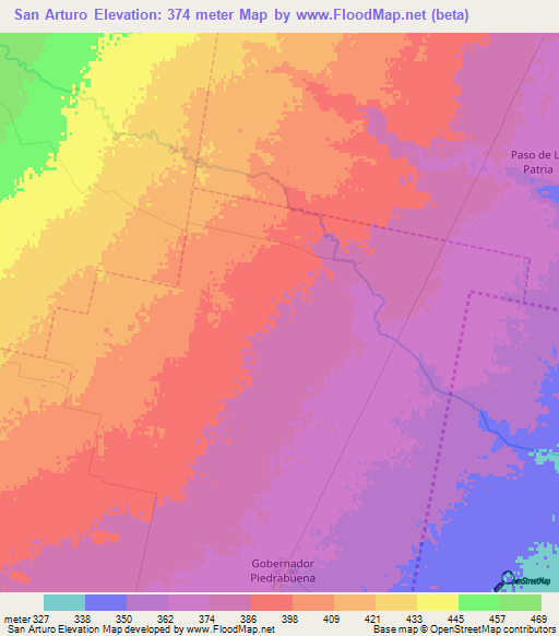 San Arturo,Argentina Elevation Map