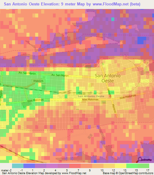 San Antonio Oeste,Argentina Elevation Map