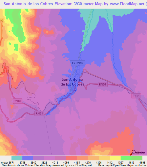 San Antonio de los Cobres,Argentina Elevation Map