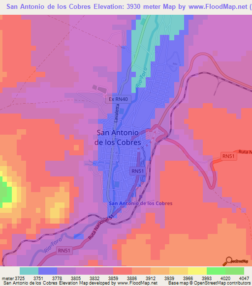 San Antonio de los Cobres,Argentina Elevation Map