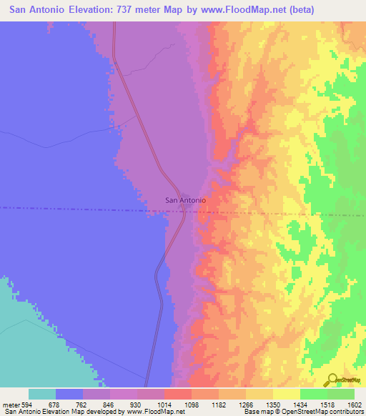 San Antonio,Argentina Elevation Map