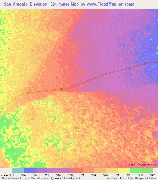 San Antonio,Argentina Elevation Map