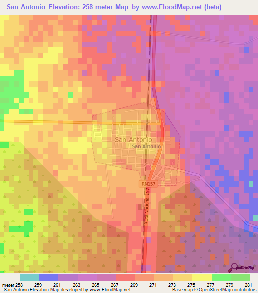 San Antonio,Argentina Elevation Map