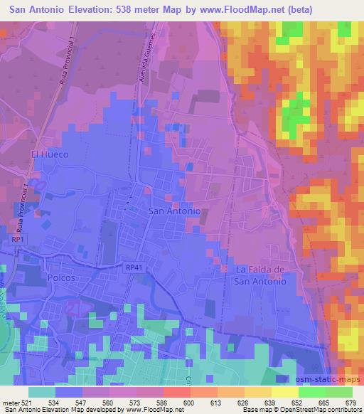 San Antonio,Argentina Elevation Map