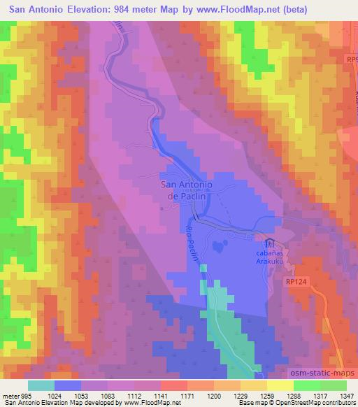 San Antonio,Argentina Elevation Map