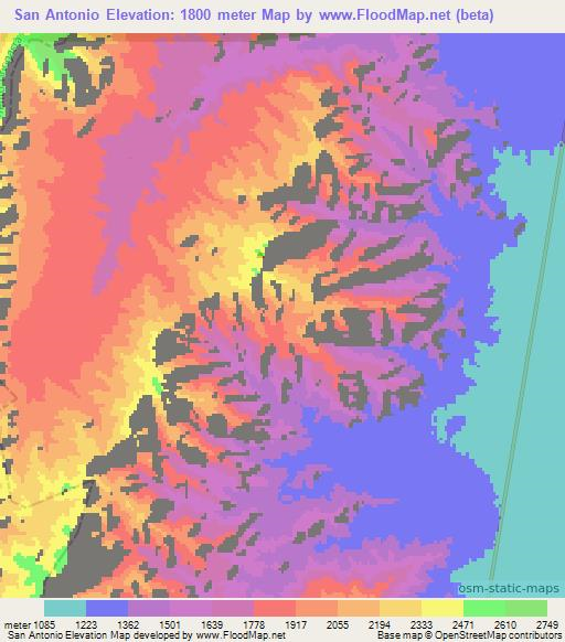 San Antonio,Argentina Elevation Map