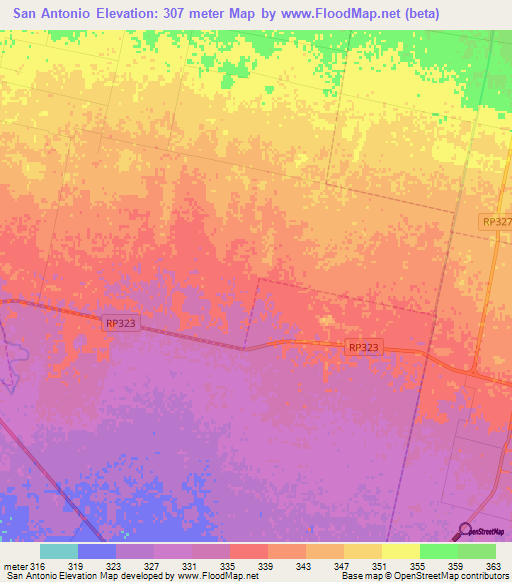 San Antonio,Argentina Elevation Map