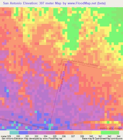 San Antonio,Argentina Elevation Map