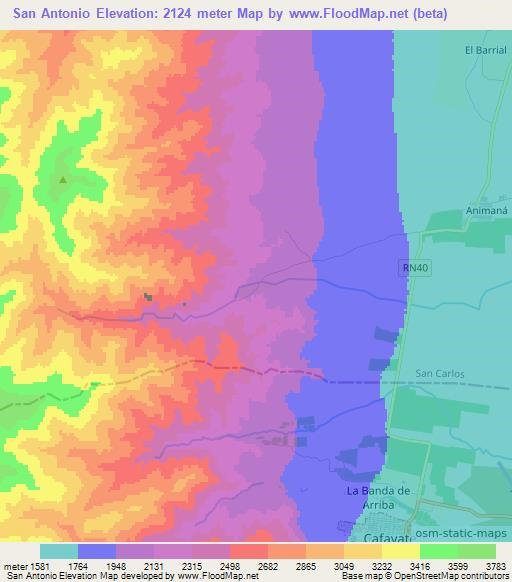 San Antonio,Argentina Elevation Map