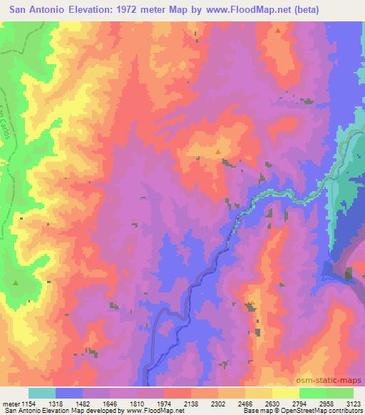San Antonio,Argentina Elevation Map