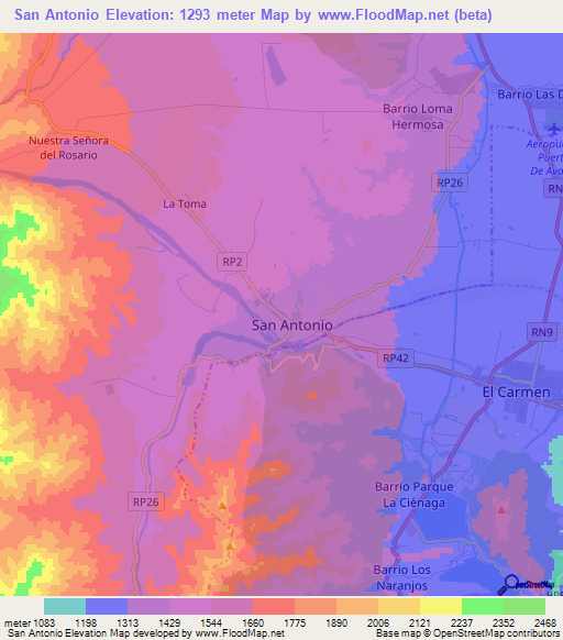 San Antonio,Argentina Elevation Map