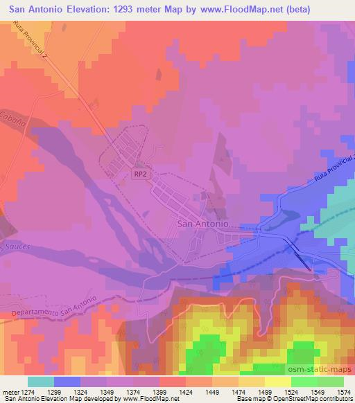 San Antonio,Argentina Elevation Map