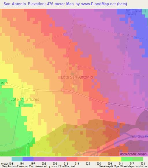 San Antonio,Argentina Elevation Map