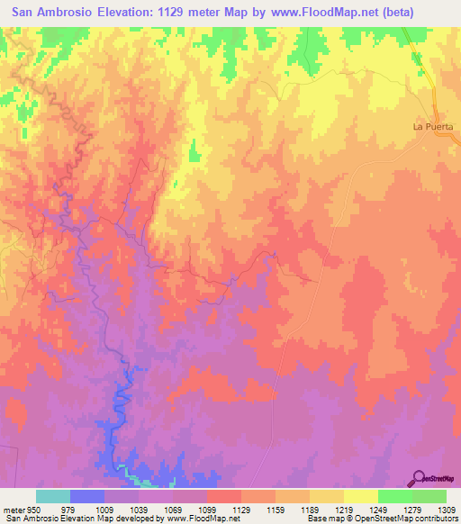 San Ambrosio,Argentina Elevation Map