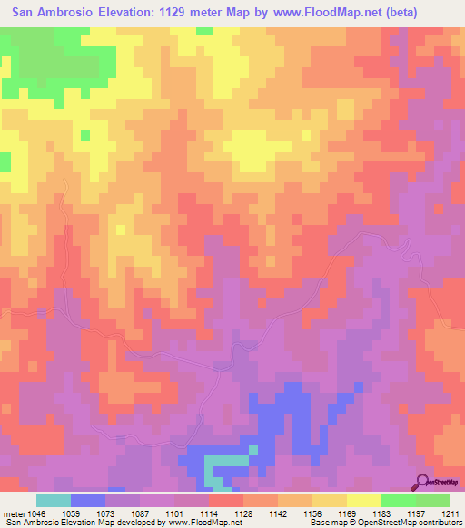 San Ambrosio,Argentina Elevation Map