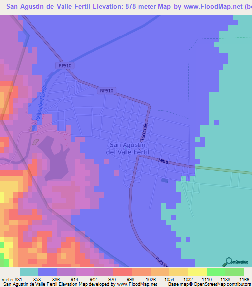 San Agustin de Valle Fertil,Argentina Elevation Map