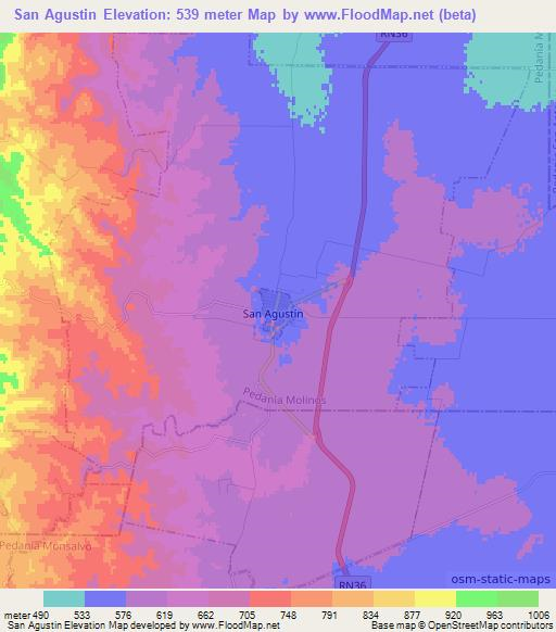 San Agustin,Argentina Elevation Map