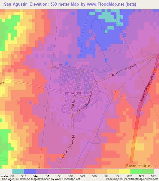 San Agustin,Argentina Elevation Map