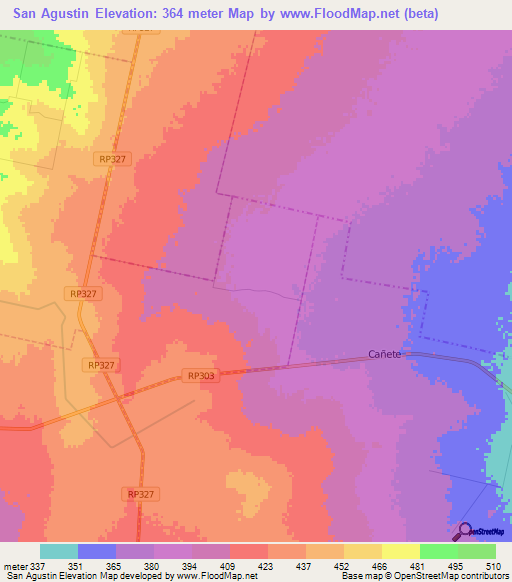 San Agustin,Argentina Elevation Map
