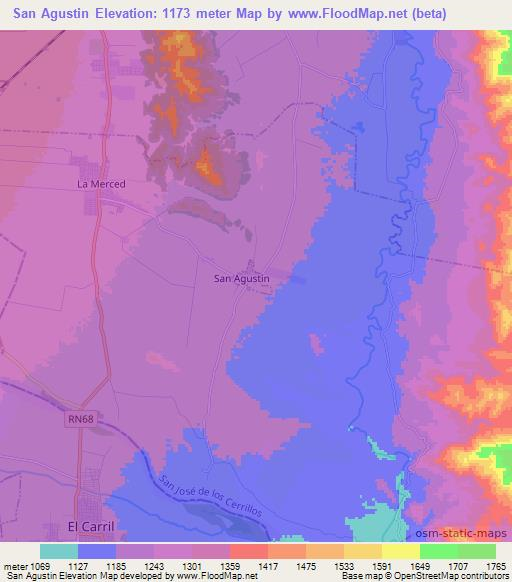 San Agustin,Argentina Elevation Map
