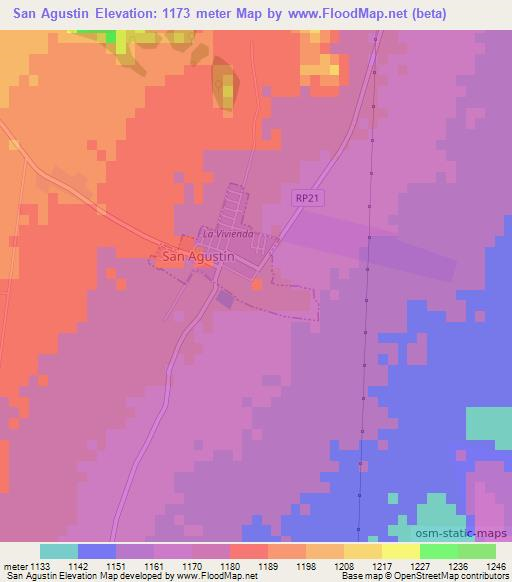 San Agustin,Argentina Elevation Map