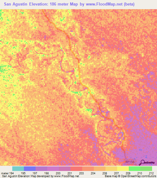 San Agustin,Argentina Elevation Map