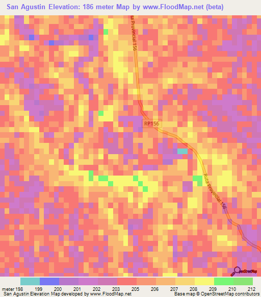 San Agustin,Argentina Elevation Map