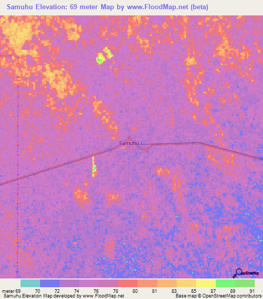 Samuhu,Argentina Elevation Map