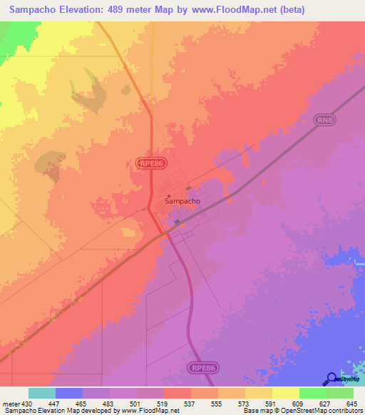 Sampacho,Argentina Elevation Map