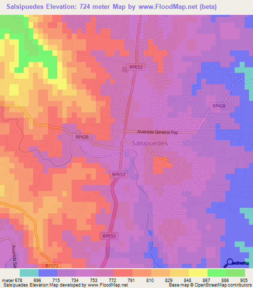 Salsipuedes,Argentina Elevation Map