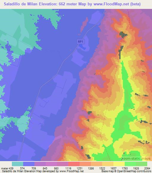 Saladillo de Milan,Argentina Elevation Map