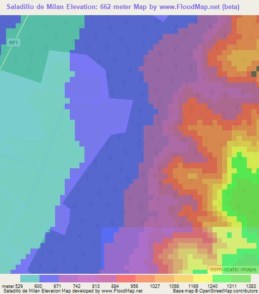 Saladillo de Milan,Argentina Elevation Map