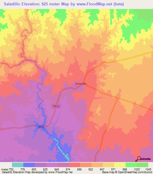 Saladillo,Argentina Elevation Map
