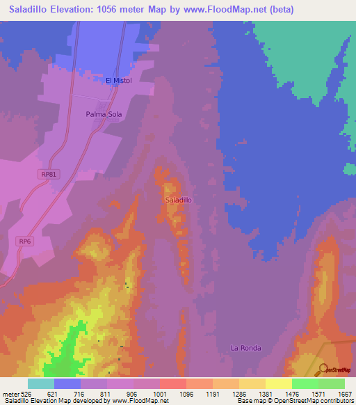 Saladillo,Argentina Elevation Map