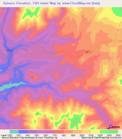 Sainuco,Argentina Elevation Map