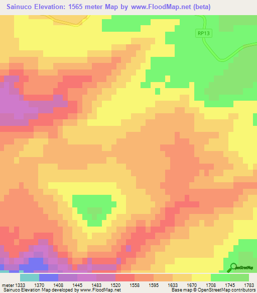 Sainuco,Argentina Elevation Map
